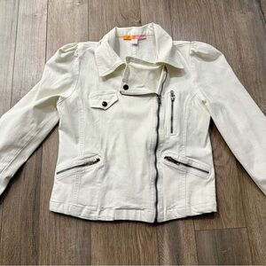 Britton Court White Moto Jean Jacket Size M